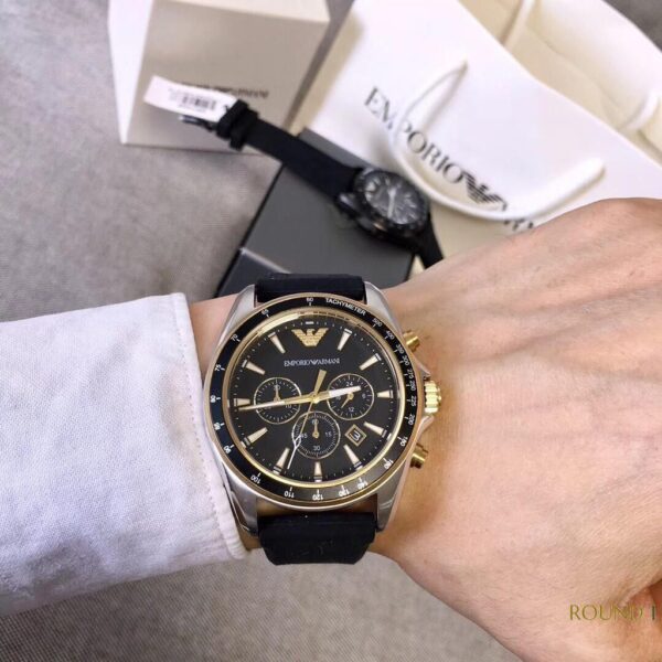 Emporio Armani Men’s Chronograph Quartz Black Silicone Strap 44mm Watch AR80003