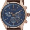 Hugo Boss Men’s Chronograph Leather Strap Blue Dial 44mm Watch 1513604