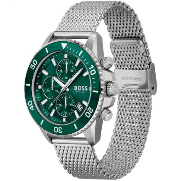 Hugo Boss Men’s Quartz Silver Stainless Steel Green Dial 46mm Watch 1513905