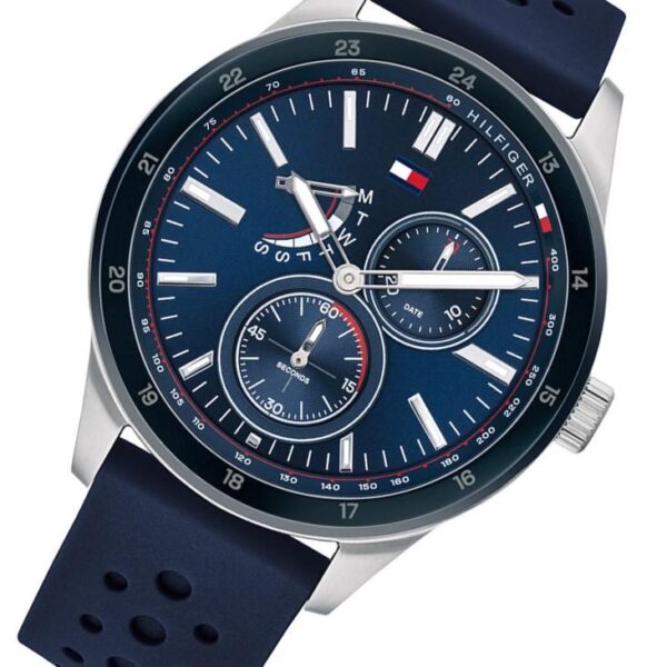 Tommy Hilfiger Men’s Quartz Blue Silicone Strap Blue Dial 44mm Watch 1791635