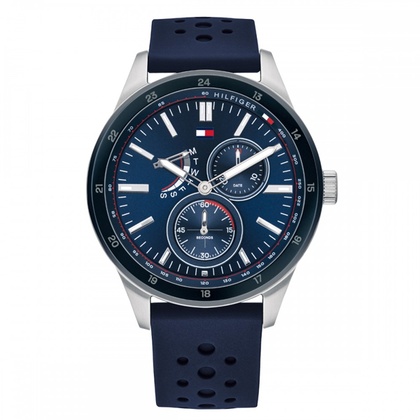 Tommy Hilfiger Men’s Quartz Blue Silicone Strap Blue Dial 44mm Watch 1791635