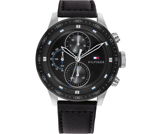 Tommy Hilfiger Men’s Quartz Leather Strap Black Dial 46mm Watch 1791810