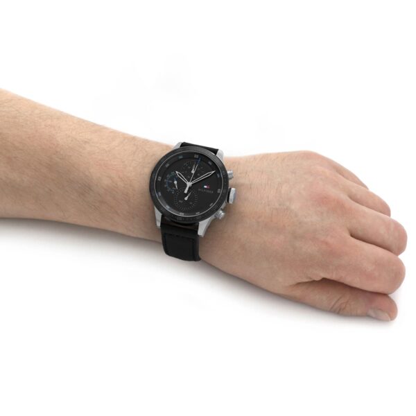 Tommy Hilfiger Men’s Quartz Leather Strap Black Dial 46mm Watch 1791810