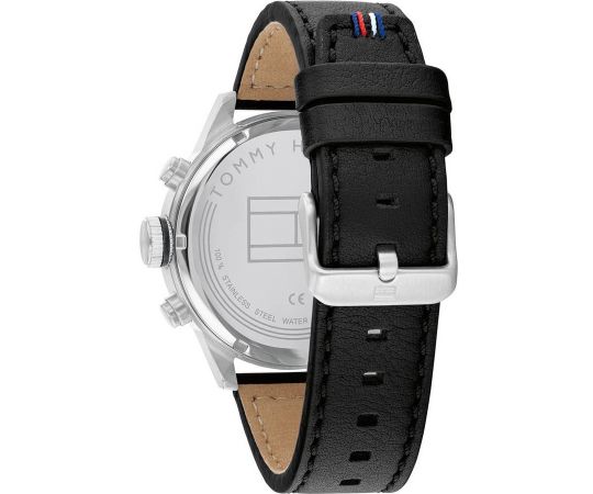Tommy Hilfiger Men’s Quartz Leather Strap Black Dial 46mm Watch 1791810