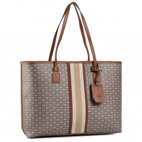 Tory Burch Gemini Link Canvas Top Zip Tote Light Umber Gemini Link One Size 58450-905