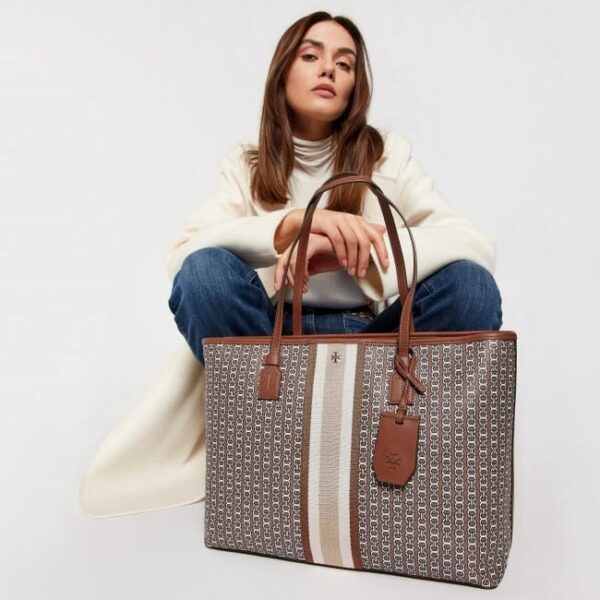 Tory Burch Gemini Link Canvas Top Zip Tote Light Umber Gemini Link One Size 58450-905