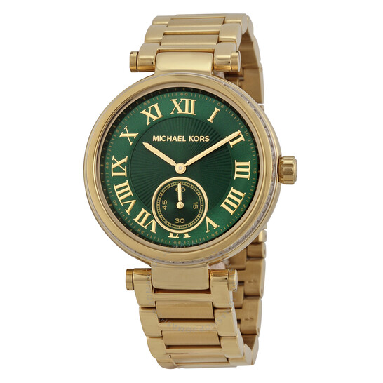 Michael Kors Skylar Emerald Green Dial Gold-Tone Ladies Watch Mk6065