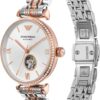 Emporio Armani Women's Stainless Steel Dress Watch, Silver and Pink Open Dial, Automatic Watch