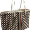 TORY BURCH Geo Logo Stripe Tote Ivory Neutral