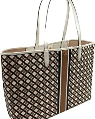 TORY BURCH Geo Logo Stripe Tote Ivory Neutral – The Brandz Hub