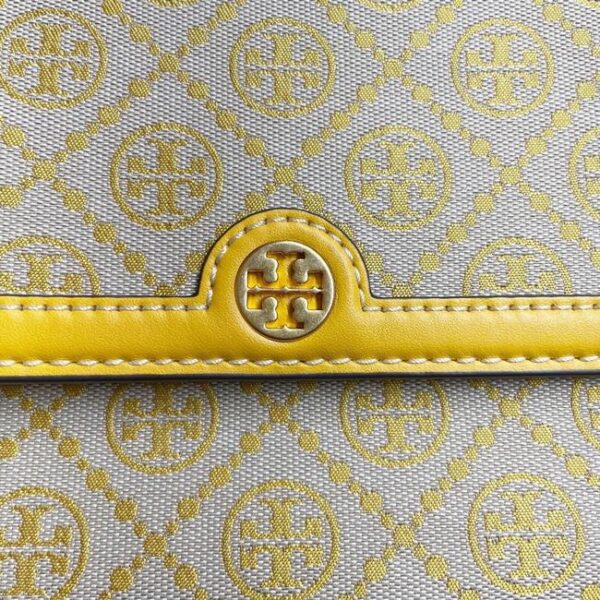 T Monogram Goldfinch Yellow Jacquard / Leather Shoulder Bag
