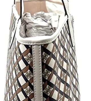 TORY BURCH Geo Logo Stripe Tote Ivory Neutral