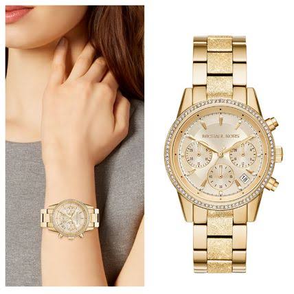 Michael Kors Women's Ritz Chronograph Gold-Tone Steel Watch