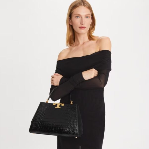 ELEANOR CROC-EMBOSSED SATCHEL