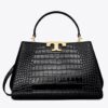 ELEANOR CROC-EMBOSSED SATCHEL