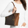 Charlotte Large Logo and Leather Top-Zip Tote Bag