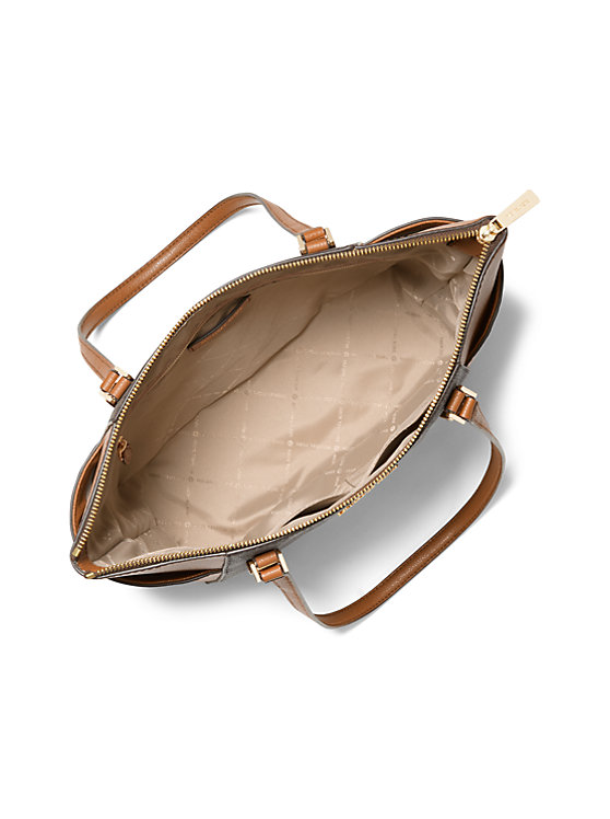 Charlotte Large Logo and Leather Top-Zip Tote Bag