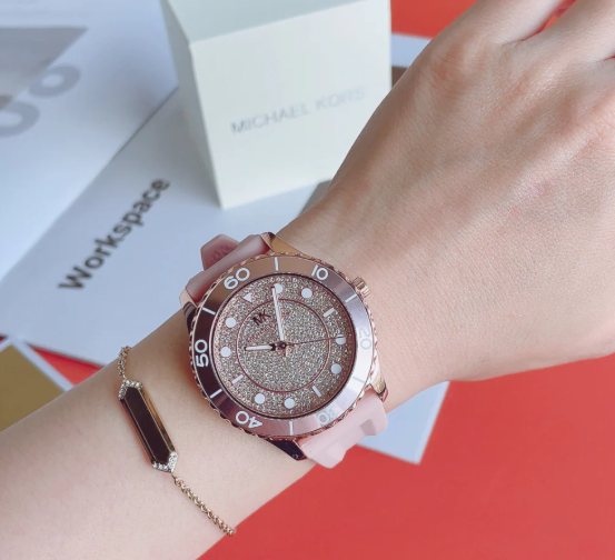 Michael Kors Runway Quartz Rose Gold Crystal Dial Ladies Watch mk6854