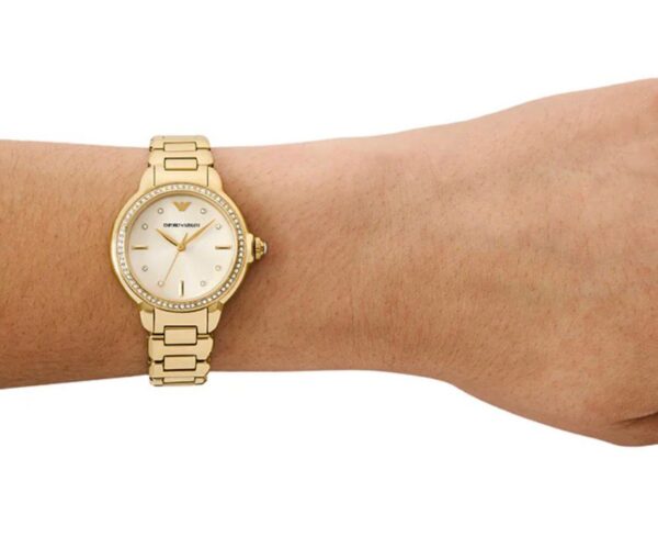 Emporio Armani Mia Crystals Gold Dial Gold Steel Strap Watch for Women - AR11609