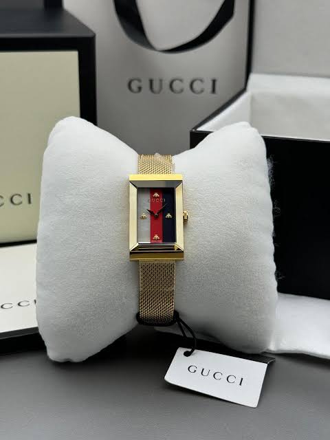 Gucci G-Frame Mother Of Pearl Dial Yellow Gold Mesh Bracelet Watch For Women - YA147410