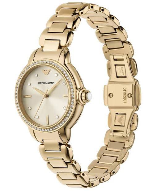 Emporio Armani Mia Crystals Gold Dial Gold Steel Strap Watch for Women - AR11609