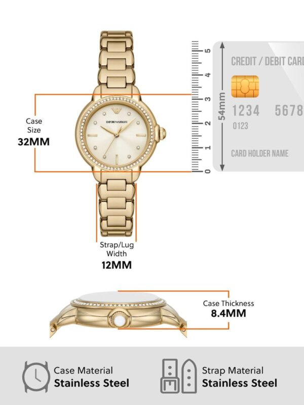 Emporio Armani Mia Crystals Gold Dial Gold Steel Strap Watch for Women - AR11609