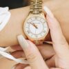 Michael Kors Lauryn Mother Of Pearl White Dial Gold Steel Strap Watch For Women - MK3899
