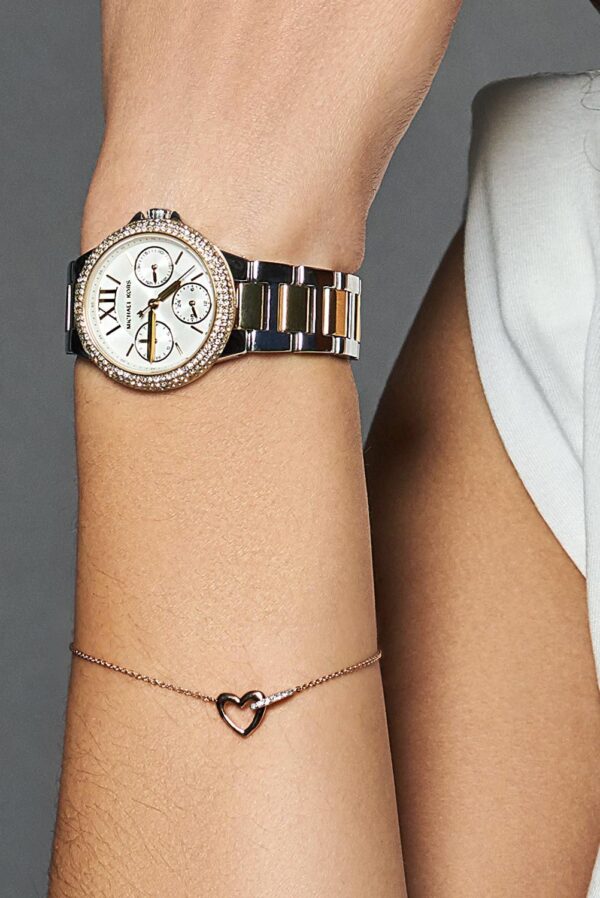 Michael Kors Camille Multifunction Silver Dial Two Tone Steel Strap Watch For Women - MK6982