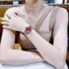 4a6955aa-89a2-4f46-b73f-fa195c497fc0 Michael Kors Lennox Analog Pink Dial Rose Gold Steel Strap Watch For Women - MK7396