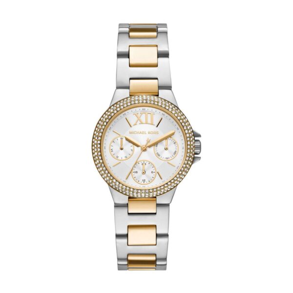 Michael Kors Camille Multifunction Silver Dial Two Tone Steel Strap Watch For Women - MK6982