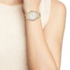 Michael Kors Lauryn Mother Of Pearl White Dial Gold Steel Strap Watch For Women - MK3899