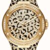 837735c4-7d7f-48da-a677-90f1269389d3 Michael Kors Lennox Three Hand Crystals Gold Dial Two Tone Steel Strap Watch For Women - MK7284