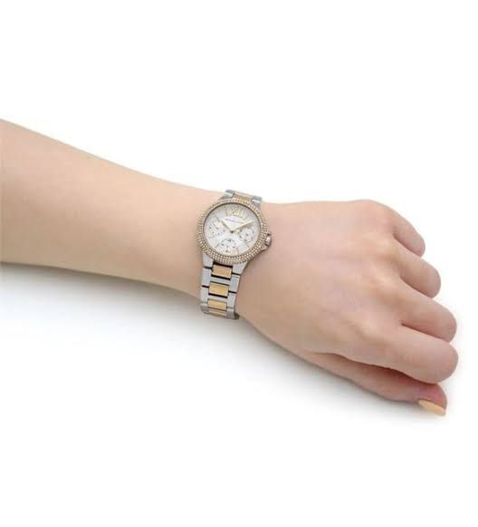 Michael Kors Camille Multifunction Silver Dial Two Tone Steel Strap Watch For Women - MK6982