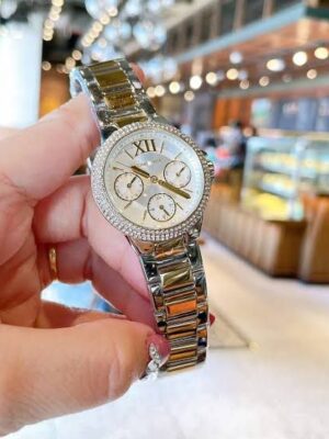 Michael Kors Camille Multifunction Silver Dial Two Tone Steel Strap Watch For Women - MK6982