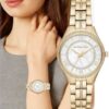Michael Kors Lauryn Mother Of Pearl White Dial Gold Steel Strap Watch For Women - MK3899