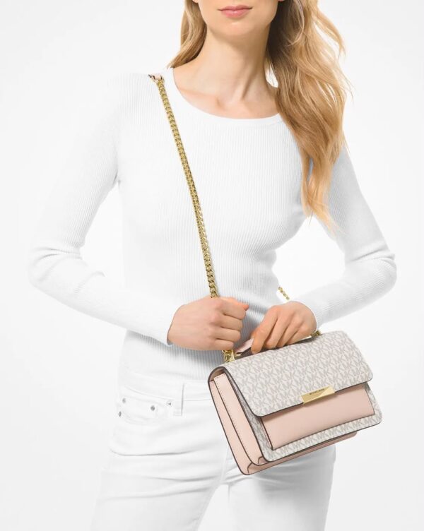 Jade Large Logo and Leather Crossbody Bag
