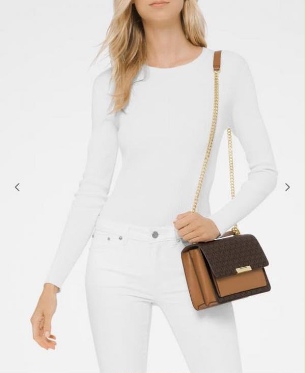 Jade Large Logo and Leather Crossbody Bag