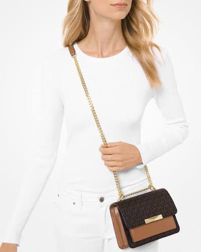 Jade Large Logo and Leather Crossbody Bag